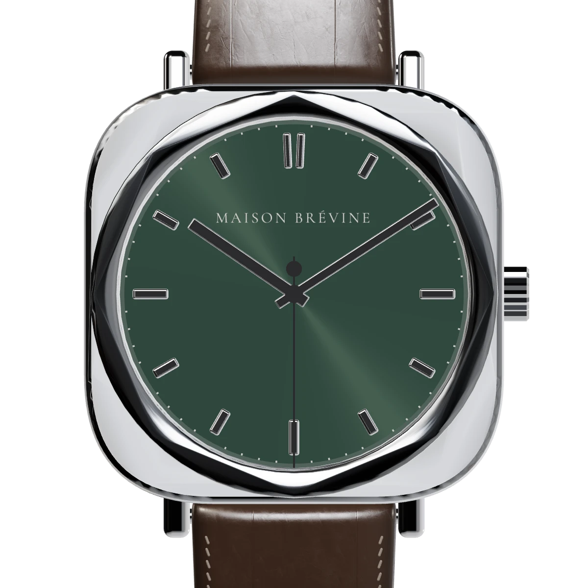 Maison Brévine Coussin, forest green, sunburst dial, stainless steel case