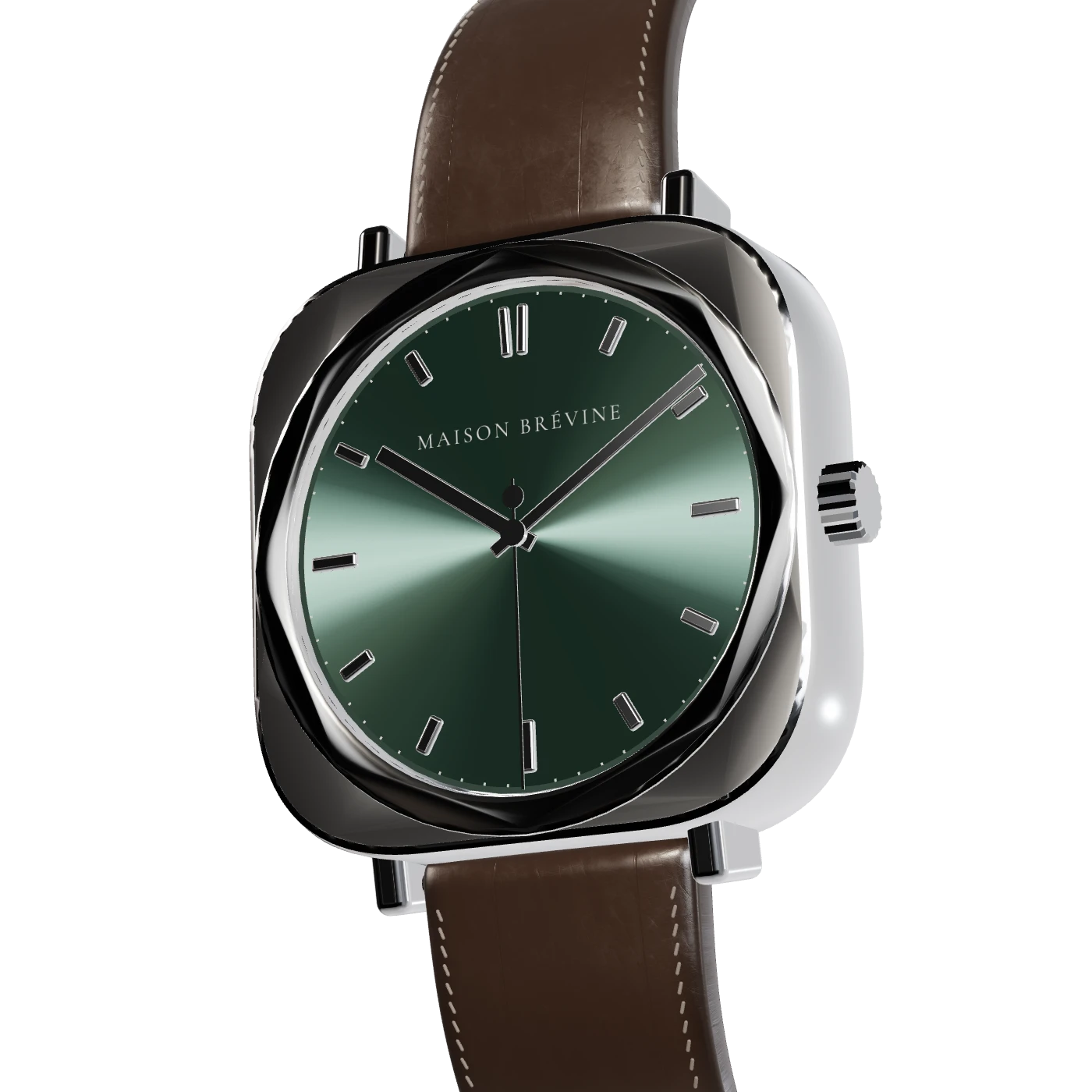 Maison Brévine Coussin, forest green, sunburst dial, stainless steel case